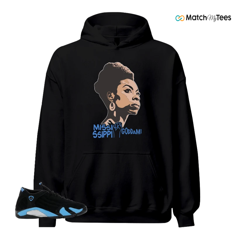 NIKE AIR JORDAN 14 RETRO BLACK UNIVERSITY BLUE (2026) (GS) SNEAKER Matching Tees hoodie