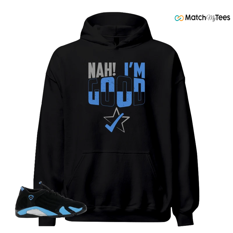 NIKE AIR JORDAN 14 RETRO BLACK UNIVERSITY BLUE (2026) (GS) SNEAKER Matching Tees hoodie