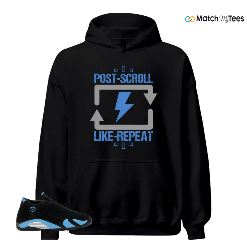 NIKE AIR JORDAN 14 RETRO BLACK UNIVERSITY BLUE (2026) (GS) SNEAKER Matching Tees hoodie