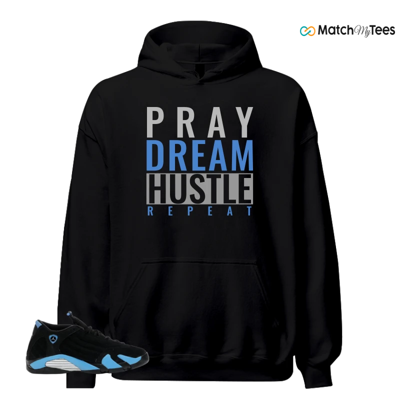 NIKE AIR JORDAN 14 RETRO BLACK UNIVERSITY BLUE (2026) (GS) SNEAKER Matching Tees hoodie