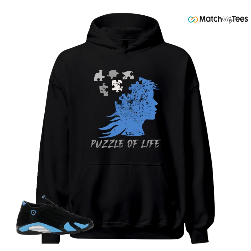 NIKE AIR JORDAN 14 RETRO BLACK UNIVERSITY BLUE (2026) (GS) SNEAKER Matching Tees hoodie
