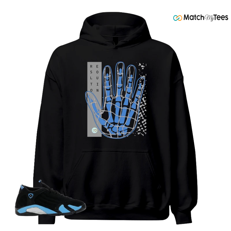 NIKE AIR JORDAN 14 RETRO BLACK UNIVERSITY BLUE (2026) (GS) SNEAKER Matching Tees hoodie