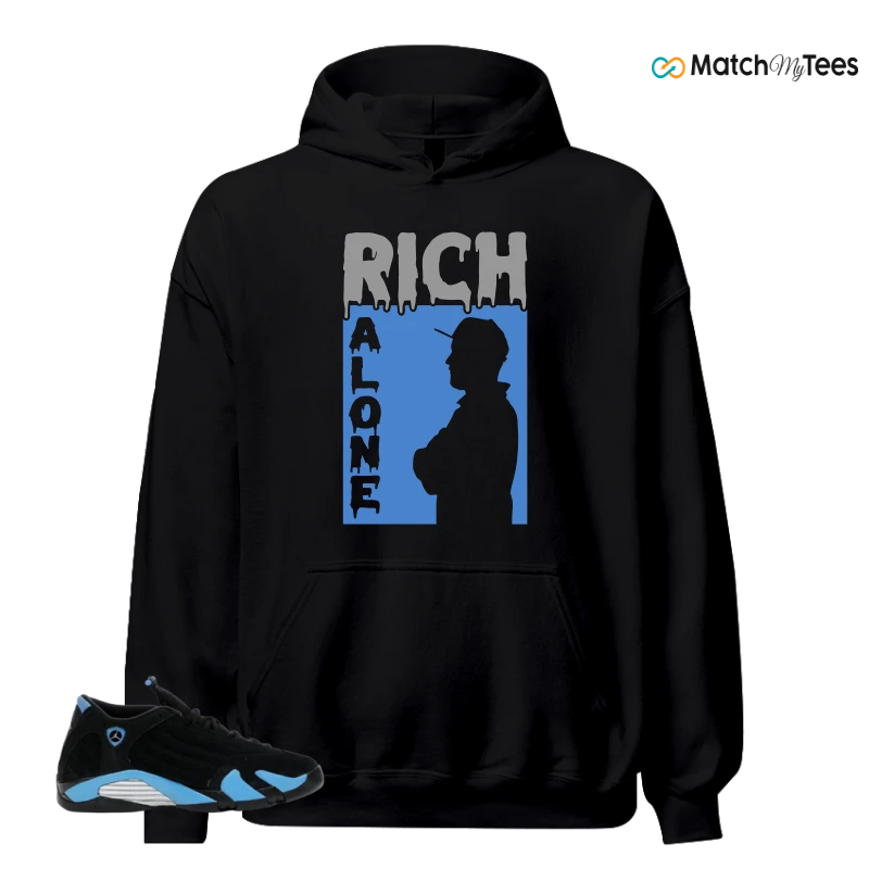 NIKE AIR JORDAN 14 RETRO BLACK UNIVERSITY BLUE (2026) (GS) SNEAKER Matching Tees hoodie