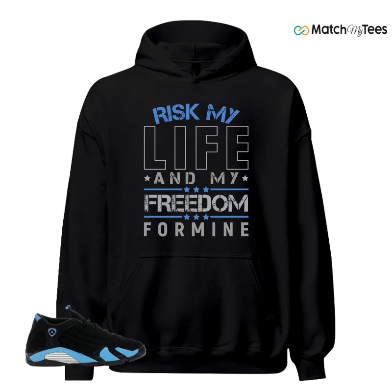 NIKE AIR JORDAN 14 RETRO BLACK UNIVERSITY BLUE (2026) (GS) SNEAKER Matching Tees hoodie