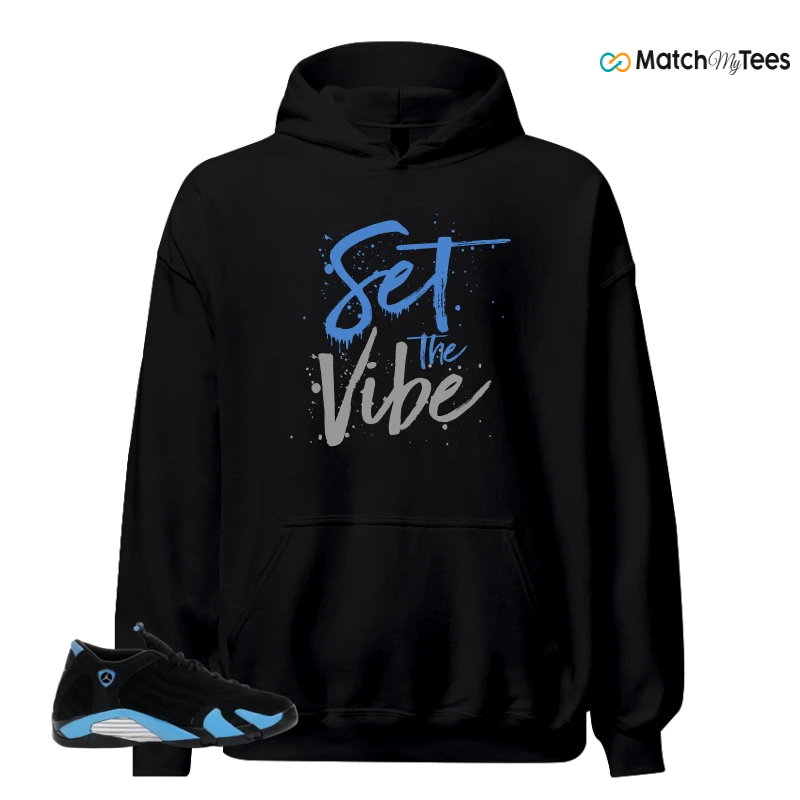 NIKE AIR JORDAN 14 RETRO BLACK UNIVERSITY BLUE (2026) (GS) SNEAKER Matching Tees hoodie