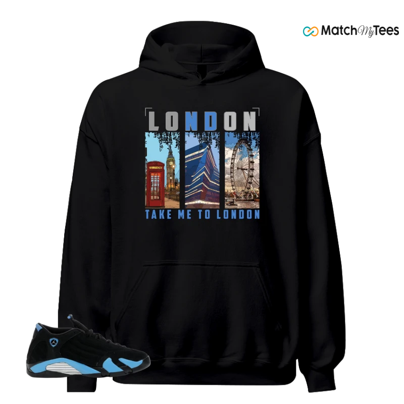 NIKE AIR JORDAN 14 RETRO BLACK UNIVERSITY BLUE (2026) (GS) SNEAKER Matching Tees hoodie