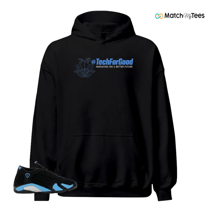 NIKE AIR JORDAN 14 RETRO BLACK UNIVERSITY BLUE (2026) (GS) SNEAKER Matching Tees hoodie