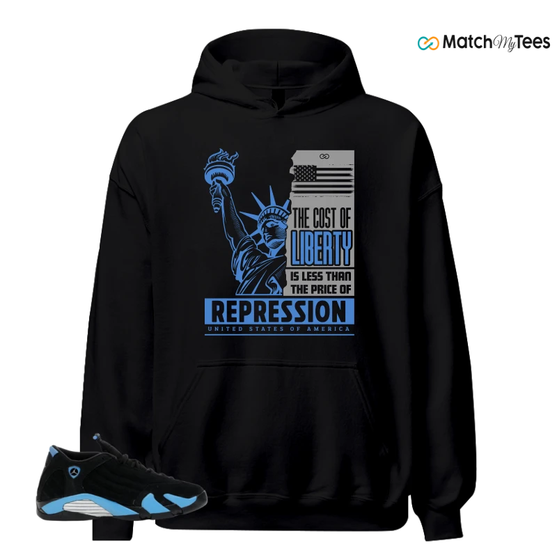 NIKE AIR JORDAN 14 RETRO BLACK UNIVERSITY BLUE (2026) (GS) SNEAKER Matching Tees hoodie