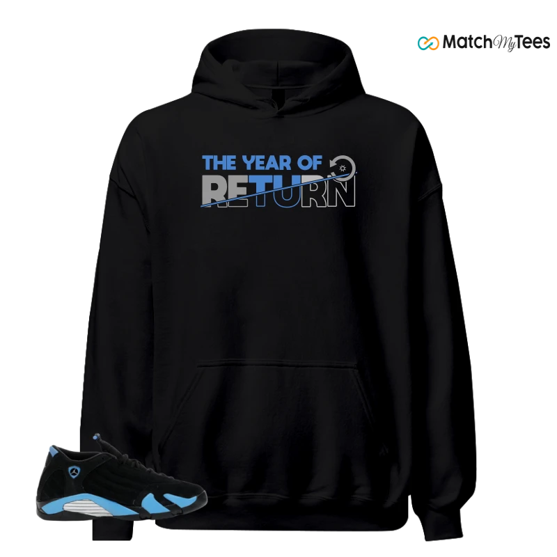 NIKE AIR JORDAN 14 RETRO BLACK UNIVERSITY BLUE (2026) (GS) SNEAKER Matching Tees hoodie