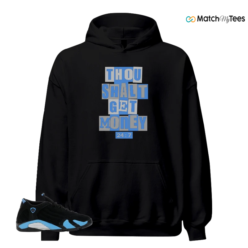 NIKE AIR JORDAN 14 RETRO BLACK UNIVERSITY BLUE (2026) (GS) SNEAKER Matching Tees hoodie