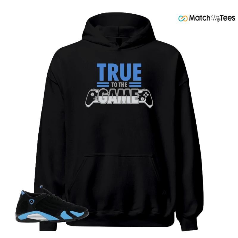 NIKE AIR JORDAN 14 RETRO BLACK UNIVERSITY BLUE (2026) (GS) SNEAKER Matching Tees hoodie