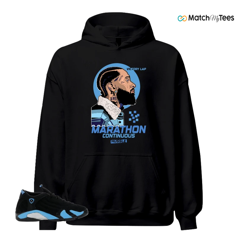 NIKE AIR JORDAN 14 RETRO BLACK UNIVERSITY BLUE (2026) (GS) SNEAKER Matching Tees hoodie