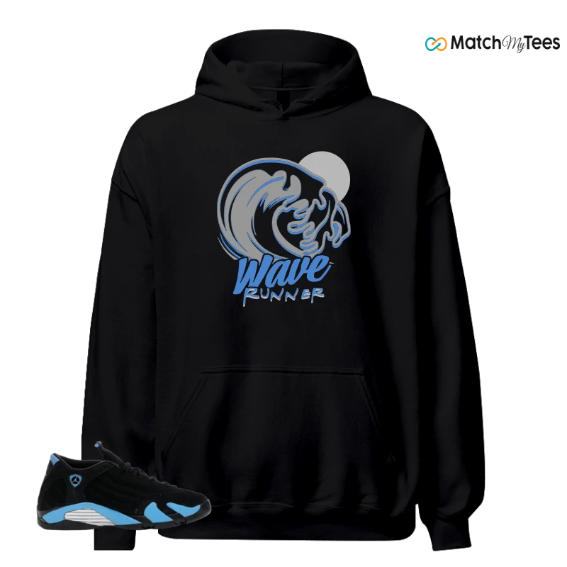 NIKE AIR JORDAN 14 RETRO BLACK UNIVERSITY BLUE (2026) (GS) SNEAKER Matching Tees hoodie