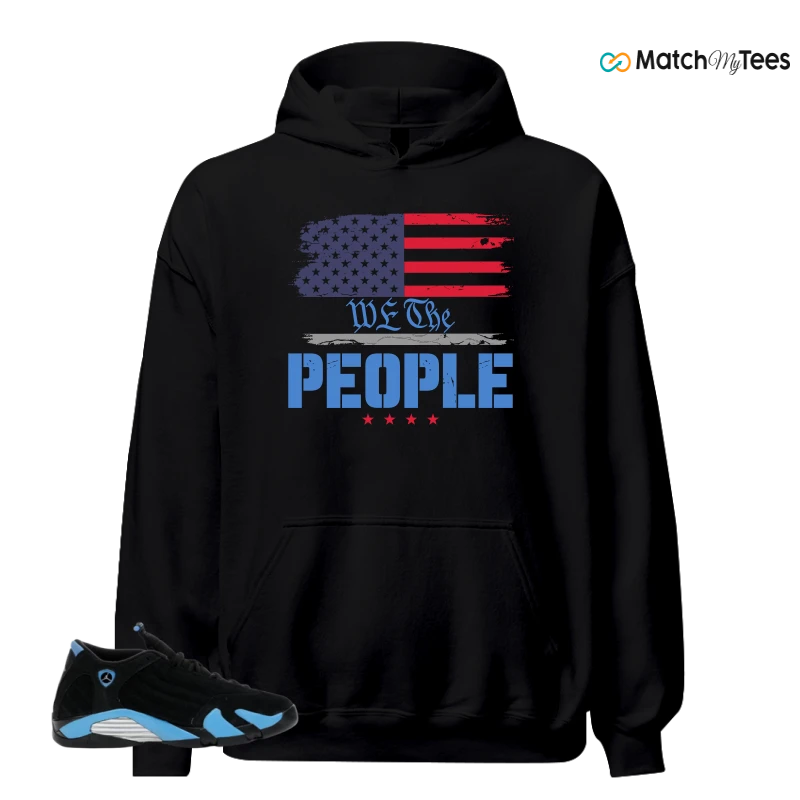NIKE AIR JORDAN 14 RETRO BLACK UNIVERSITY BLUE (2026) (GS) SNEAKER Matching Tees hoodie