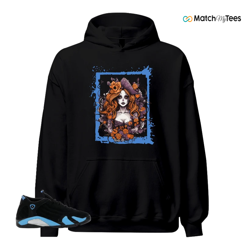 NIKE AIR JORDAN 14 RETRO BLACK UNIVERSITY BLUE (2026) (GS) SNEAKER Matching Tees hoodie