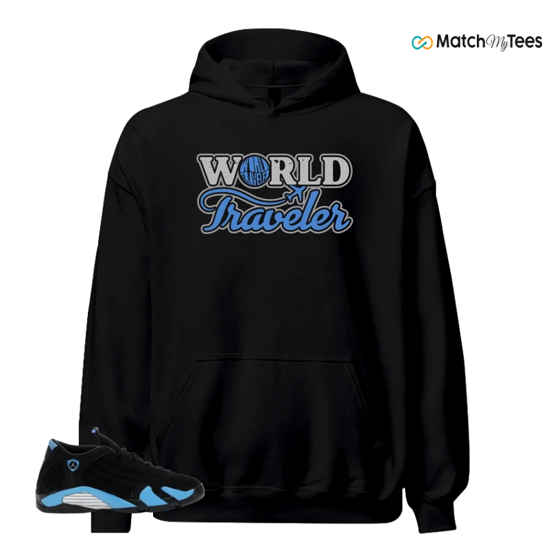 NIKE AIR JORDAN 14 RETRO BLACK UNIVERSITY BLUE (2026) (GS) SNEAKER Matching Tees hoodie