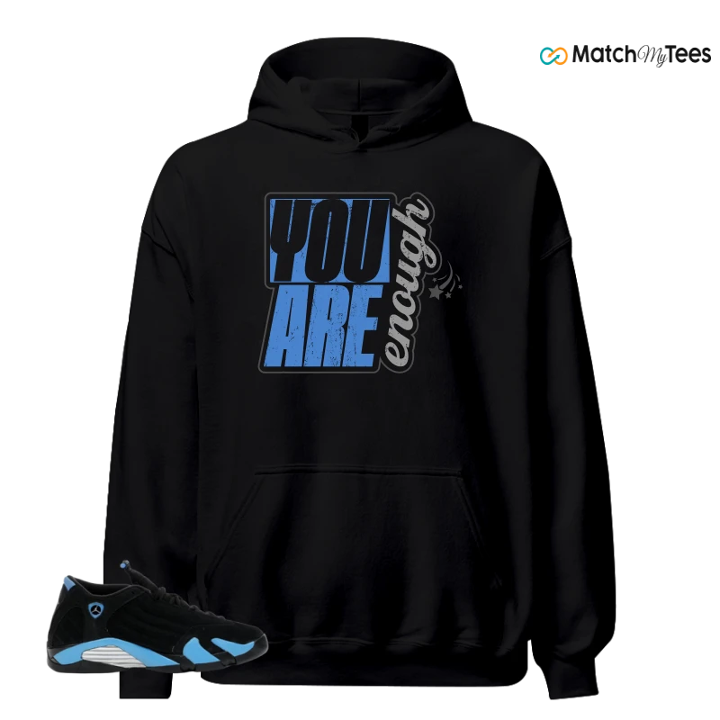 NIKE AIR JORDAN 14 RETRO BLACK UNIVERSITY BLUE (2026) (GS) SNEAKER Matching Tees hoodie