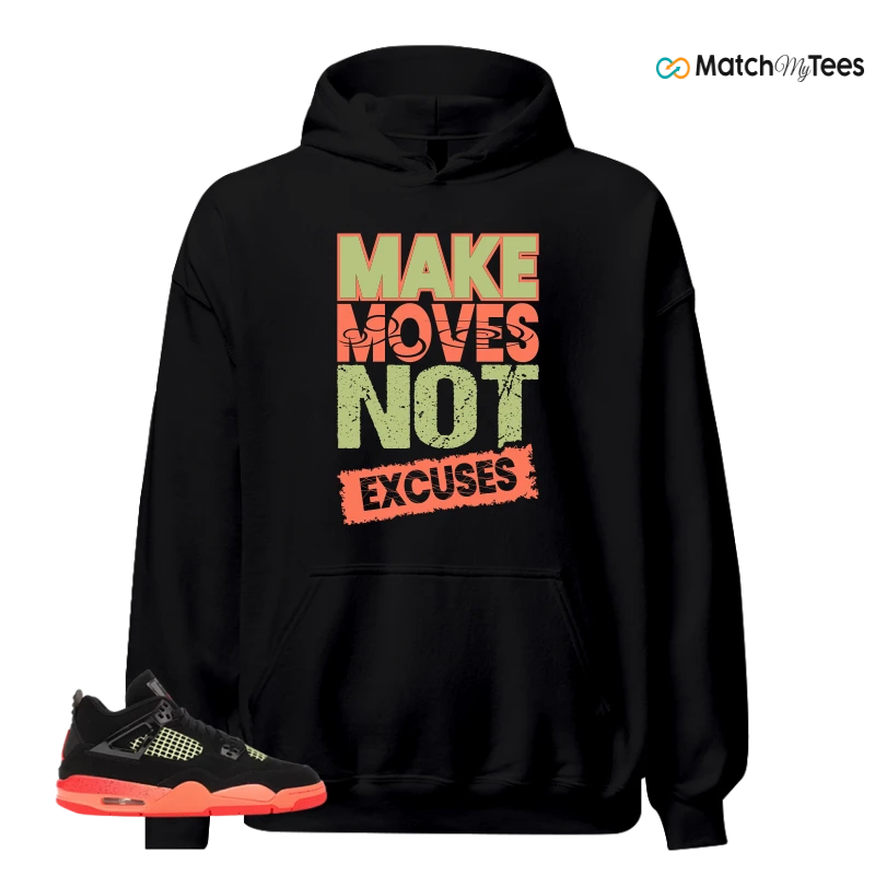 NIKE AIR JORDAN 4 BLACK INFRARED 23 SNEAKER/BLACK/INFRARED 23/BRIGHT MANGO/BARELY VOLT/WHITE matching Hoodie