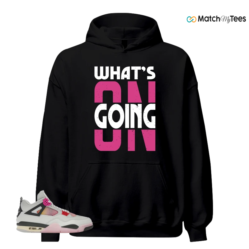 NIKE AIR JORDAN 4 RETRO COMIC SNEAKER/OFF WHITE/ANTHRACITE/NEUTRAL GREY/FIRE PINK/LIGHT ARCTIC PINK/MUSLIN matching Hoodie