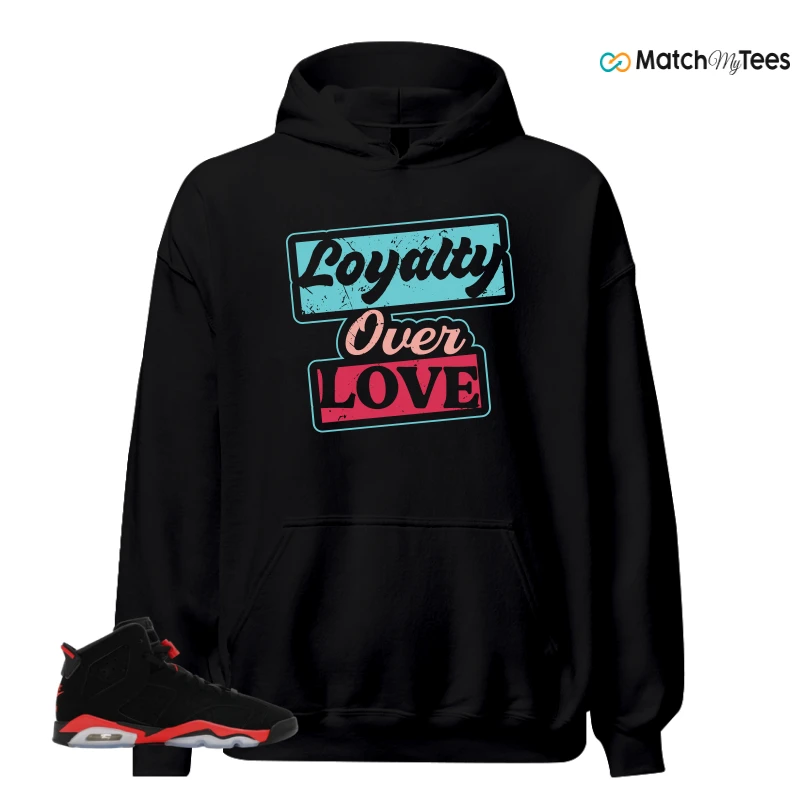 NIKE AIR JORDAN 6 REVERSE INFRARED SALESMAN SNEAKER/BLACK/LIGHT CRIMSON matching Hoodie