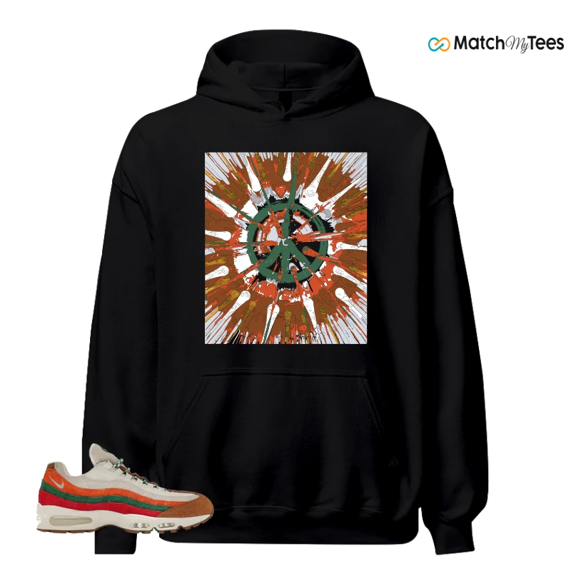 NIKE AIR MAX 95 7-ELEVEN SNEAKER/SAIL/METALLIC SILVER/TOTAL ORANGE/SPORT GREEN/GYM RED/LIGHT BRITISH TAN matching Hoodie