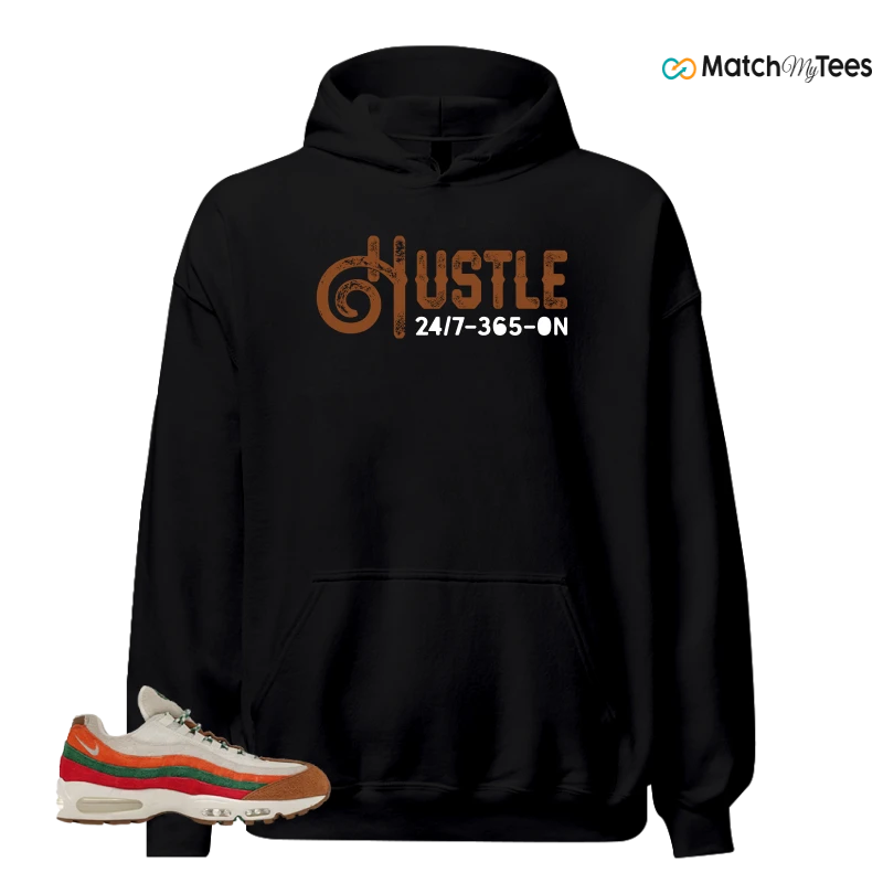 NIKE AIR MAX 95 7-ELEVEN SNEAKER/SAIL/METALLIC SILVER/TOTAL ORANGE/SPORT GREEN/GYM RED/LIGHT BRITISH TAN matching Hoodie