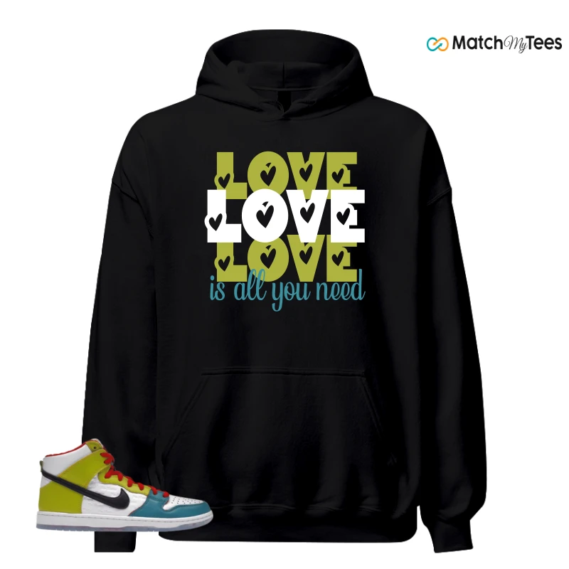NIKE DUNK HIGH PRO FROSKATE ALL LOVE SNEAKER Matching Tees hoodie