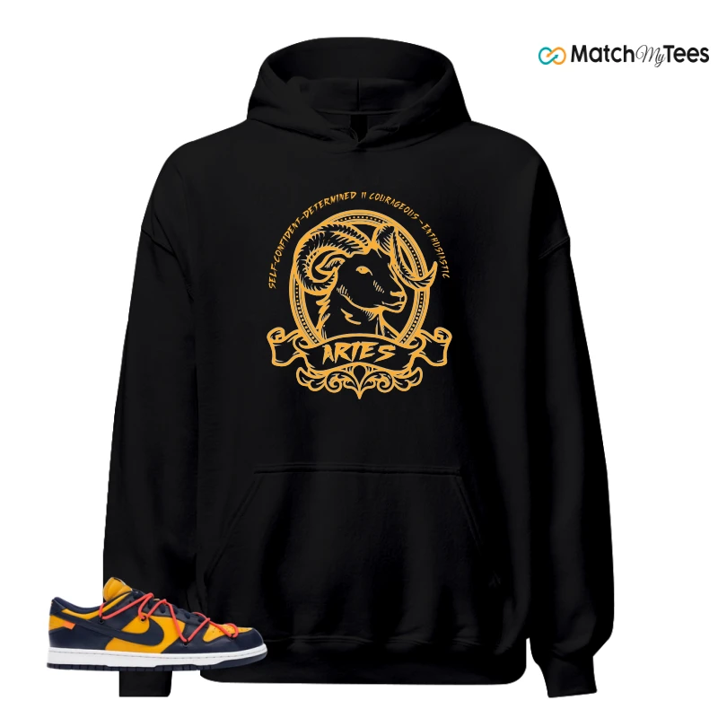 NIKE DUNK LOW OFF-WHITE UNIVERSITY GOLD SNEAKER Matching Tees hoodie