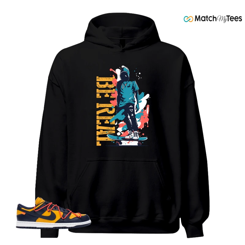 NIKE DUNK LOW OFF-WHITE UNIVERSITY GOLD SNEAKER Matching Tees hoodie