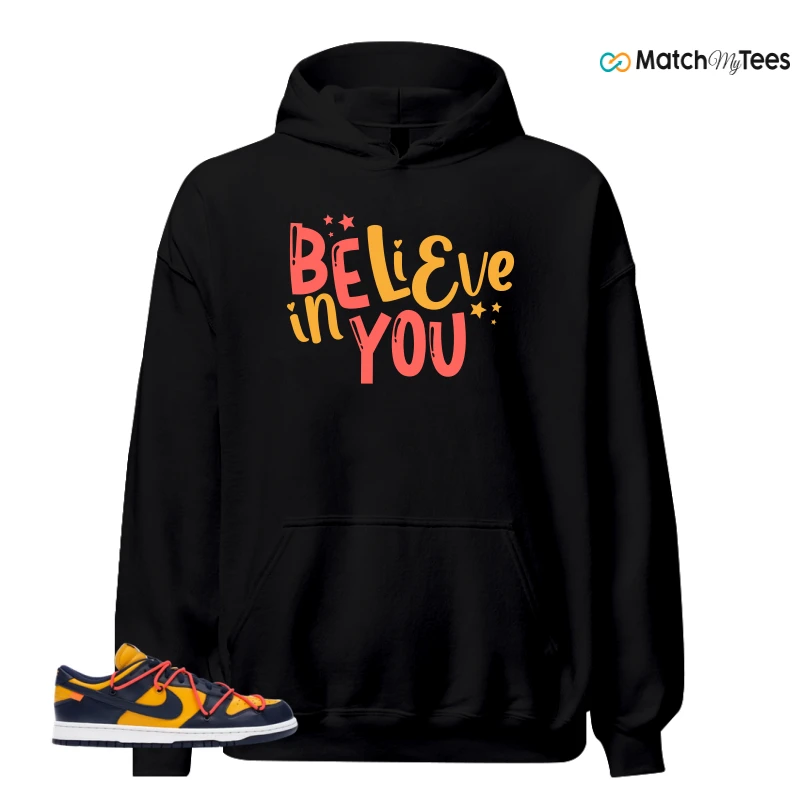 NIKE DUNK LOW OFF-WHITE UNIVERSITY GOLD SNEAKER Matching Tees hoodie