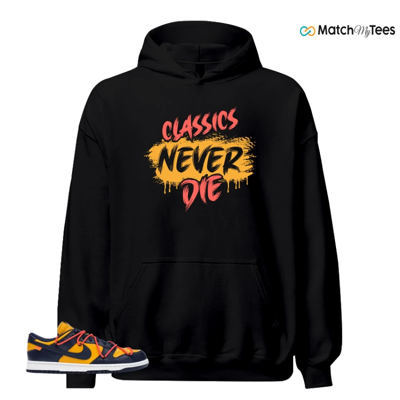 NIKE DUNK LOW OFF-WHITE UNIVERSITY GOLD SNEAKER Matching Tees hoodie