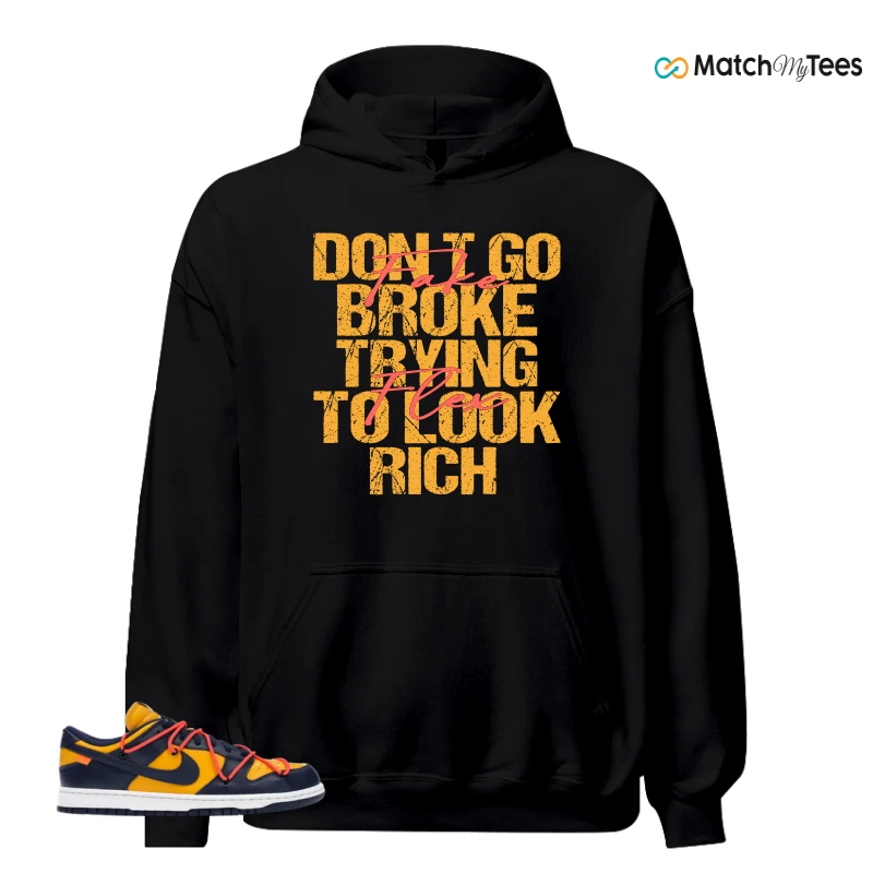 NIKE DUNK LOW OFF-WHITE UNIVERSITY GOLD SNEAKER Matching Tees hoodie