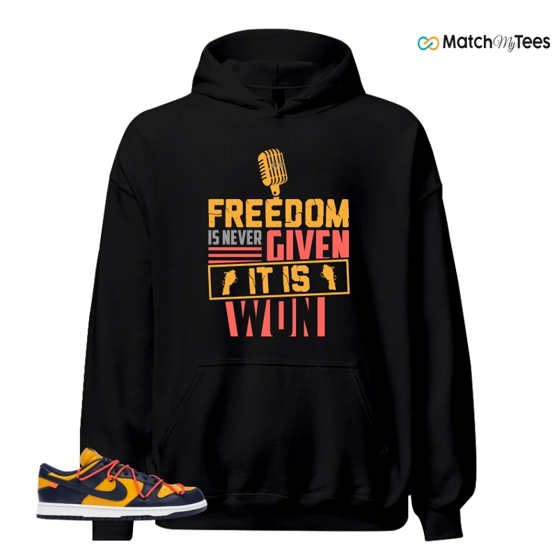 NIKE DUNK LOW OFF-WHITE UNIVERSITY GOLD SNEAKER Matching Tees hoodie