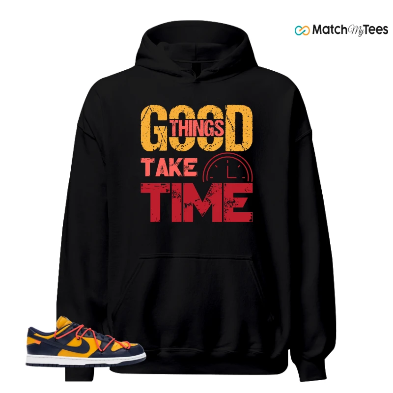 NIKE DUNK LOW OFF-WHITE UNIVERSITY GOLD SNEAKER Matching Tees hoodie
