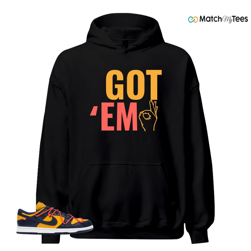 NIKE DUNK LOW OFF-WHITE UNIVERSITY GOLD SNEAKER Matching Tees hoodie