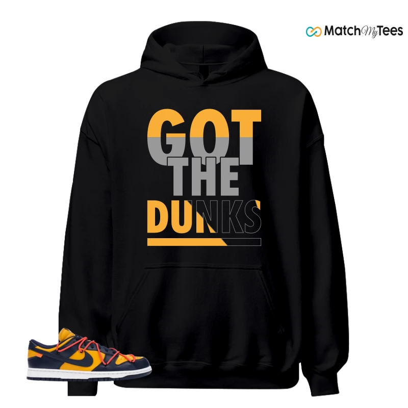 NIKE DUNK LOW OFF-WHITE UNIVERSITY GOLD SNEAKER Matching Tees hoodie