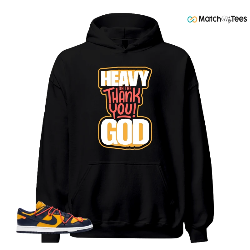 NIKE DUNK LOW OFF-WHITE UNIVERSITY GOLD SNEAKER Matching Tees hoodie