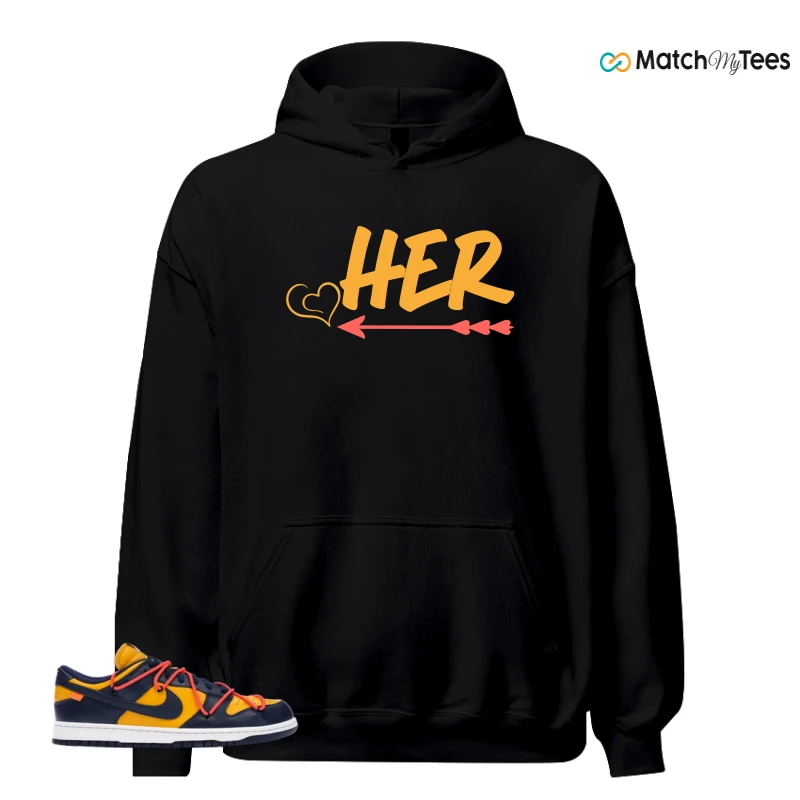 NIKE DUNK LOW OFF-WHITE UNIVERSITY GOLD SNEAKER Matching Tees hoodie