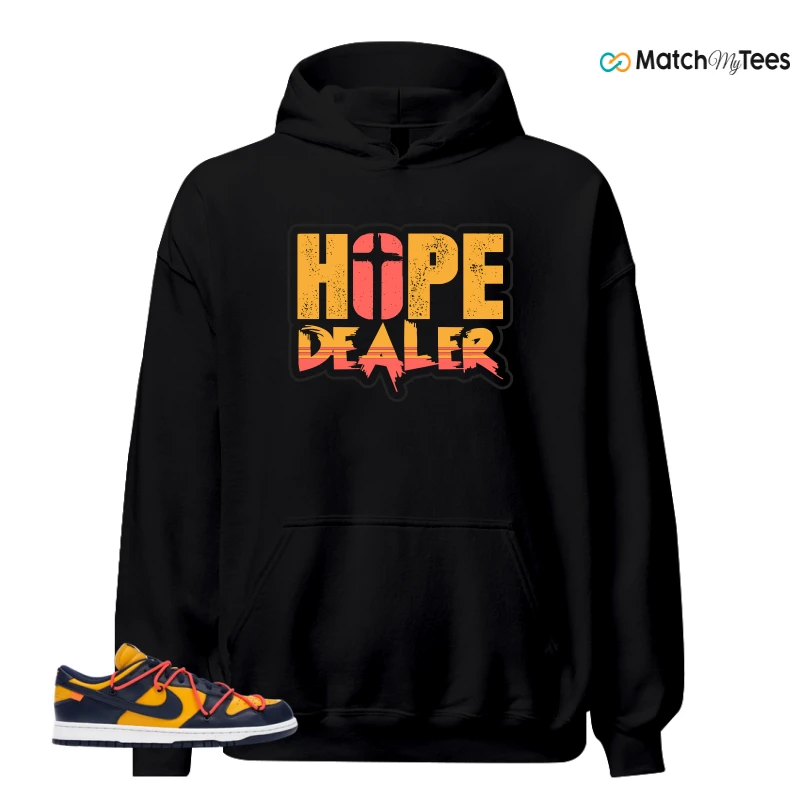 NIKE DUNK LOW OFF-WHITE UNIVERSITY GOLD SNEAKER Matching Tees hoodie