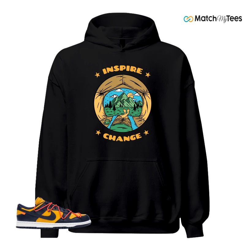 NIKE DUNK LOW OFF-WHITE UNIVERSITY GOLD SNEAKER Matching Tees hoodie