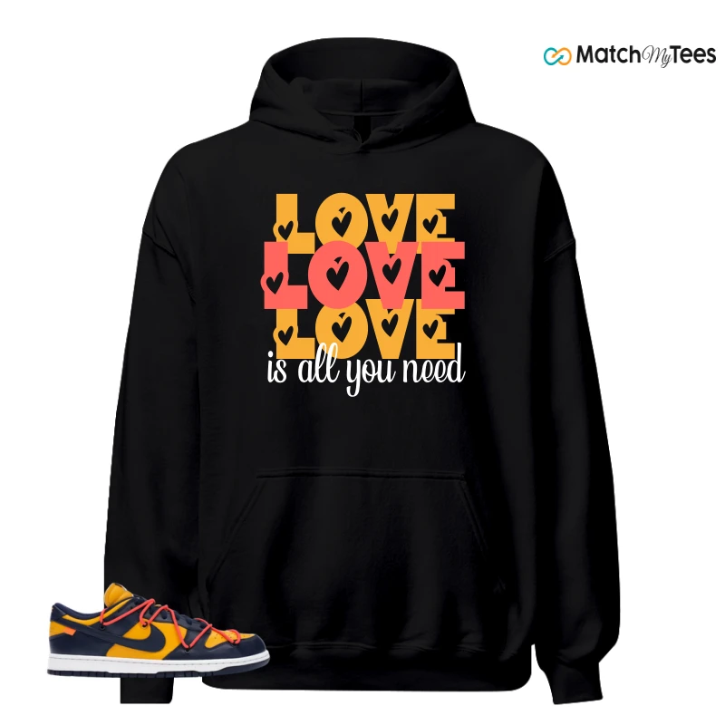 NIKE DUNK LOW OFF-WHITE UNIVERSITY GOLD SNEAKER Matching Tees hoodie