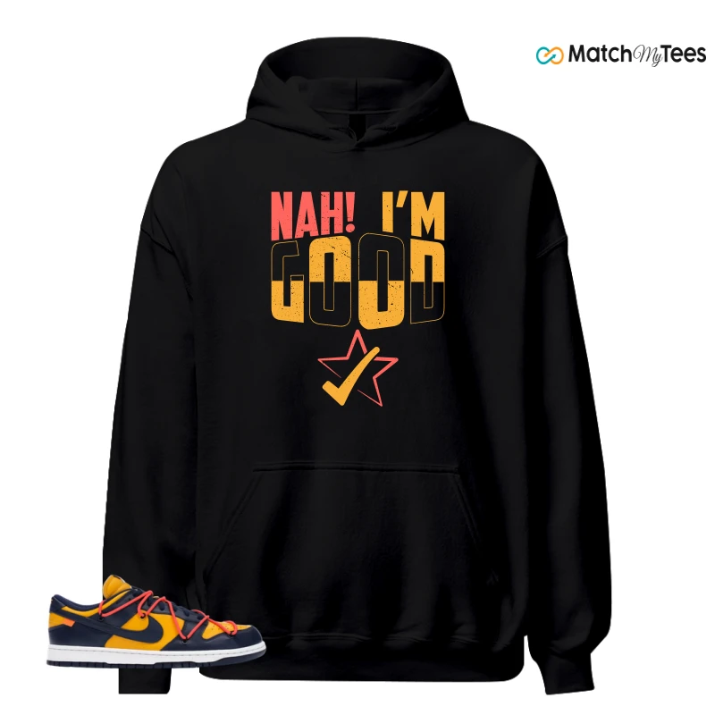 NIKE DUNK LOW OFF-WHITE UNIVERSITY GOLD SNEAKER Matching Tees hoodie