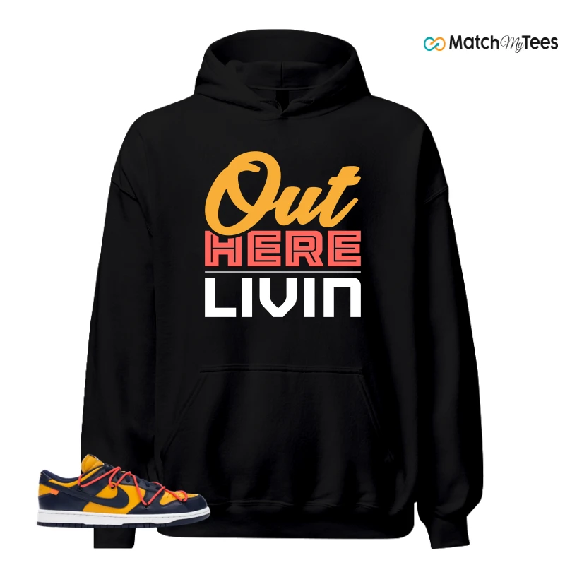 NIKE DUNK LOW OFF-WHITE UNIVERSITY GOLD SNEAKER Matching Tees hoodie