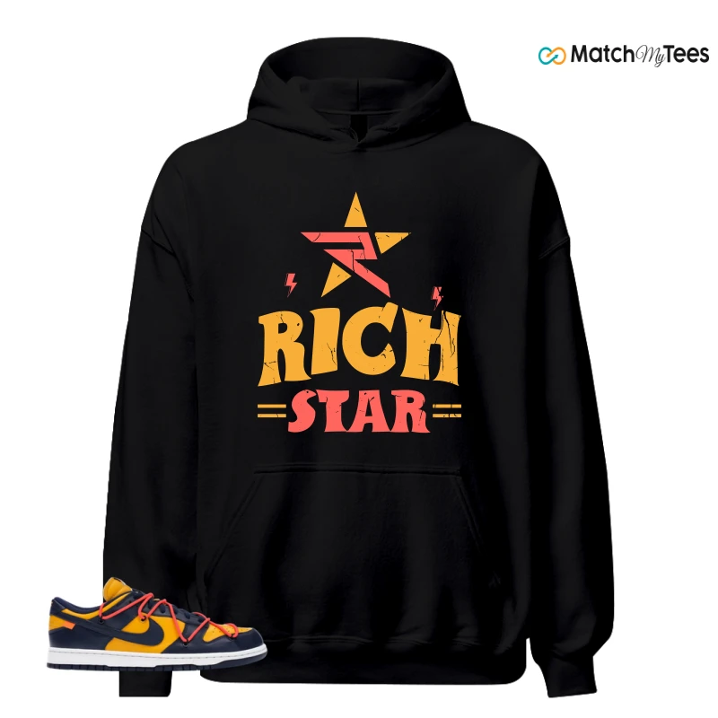 NIKE DUNK LOW OFF-WHITE UNIVERSITY GOLD SNEAKER Matching Tees hoodie