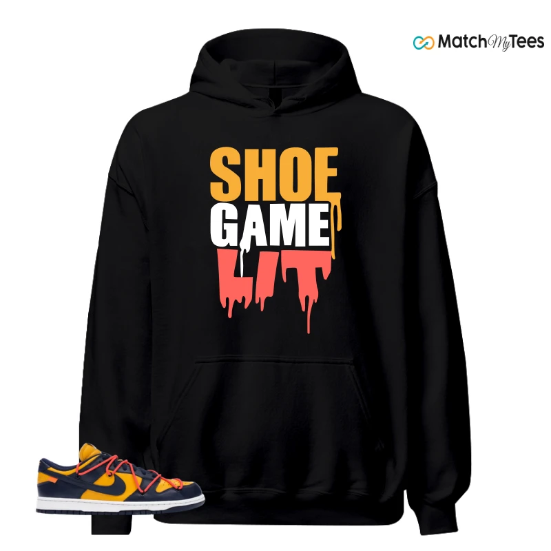 NIKE DUNK LOW OFF-WHITE UNIVERSITY GOLD SNEAKER Matching Tees hoodie