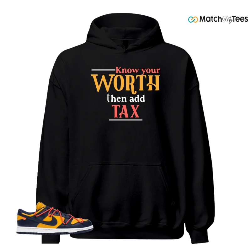NIKE DUNK LOW OFF-WHITE UNIVERSITY GOLD SNEAKER Matching Tees hoodie