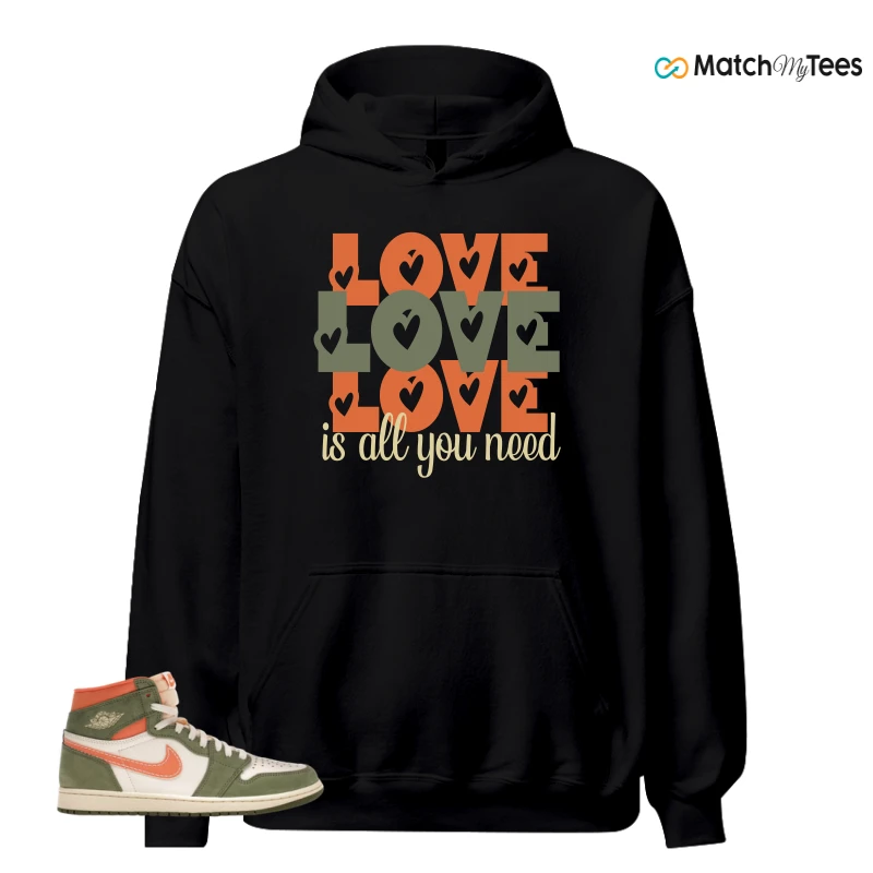 NIKE JORDAN 1 HIGH CRAFT CELADON SNEAKER/CELADON/SKY J LIGHT OLIVE-BRIGHT MANDARIN-COCONUT MILK matching Hoodie
