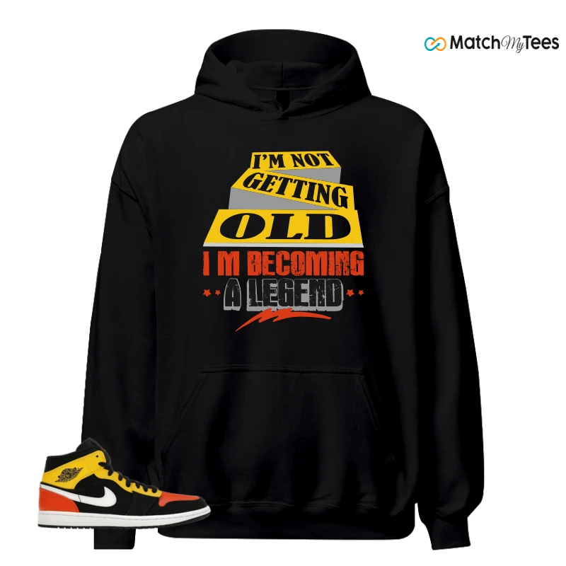 NIKE JORDAN 1 MID BLACK AMARILLO ORANGE SNEAKER Matching Tees hoodie