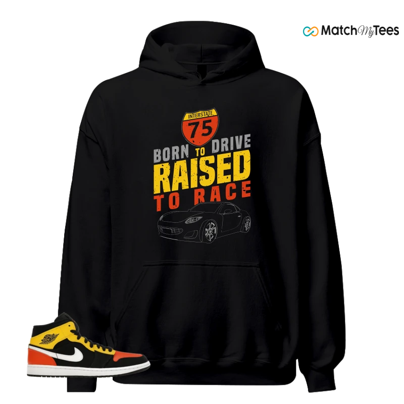 NIKE JORDAN 1 MID BLACK AMARILLO ORANGE SNEAKER Matching Tees hoodie