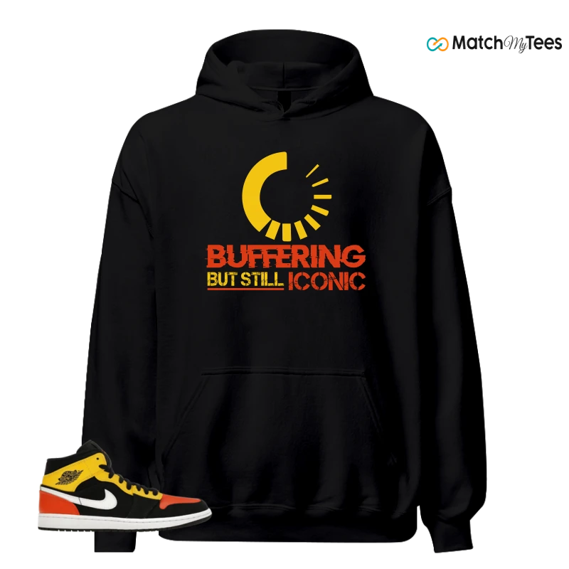 NIKE JORDAN 1 MID BLACK AMARILLO ORANGE SNEAKER Matching Tees hoodie